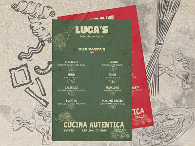 LUCA'S Italian Pasta Restaurant brand identity branding italian logo logo designer logo ideas logo identity logo maker logo vintage logos mockups pasta pasta branding pasta logo restaurant restaurant branding restaurant logo visual identity