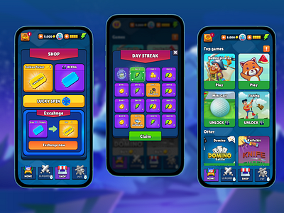 🎮 Platinum | Shop | Day streak | Leaderboard appdesign dribbbleweeklywarmup gamedesign gameui mobileappdesign productdesign uianimation uidesign uiinspiration userexperience