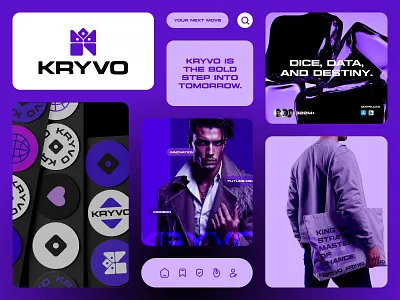 KRYVO Brand Identity brand identity branding branding design crown dice icon mark k logo logo brand logo design logo mark modern saas logo tech