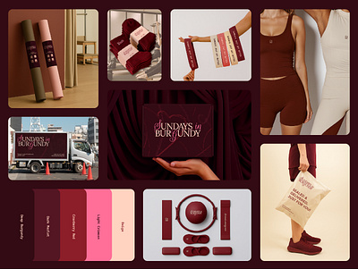 Sundays in Burgundy • Pilates & Activewear Branding activewear advertising brand designer brand strategy branding fitness graphic design illustration logo design packaging design pilates
