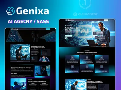 Genixa – AI Marketing Agency WordPress Elementor Template agency ai ai agency ai markting digital marketing elementor landing page landingpage sass seo ui web design webdesign wordpress