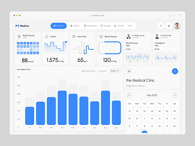 Mediva - Medical Dashboard Design artxis blood pressure dashboard digital healthcare doctor appointment booking doctor dashboard healthcare healthcare analytics dashboard healthcare dashboard healthcare product design medical dashboard medical record dashboard medical services patient management system product design telemedicine ui design ui ux web design
