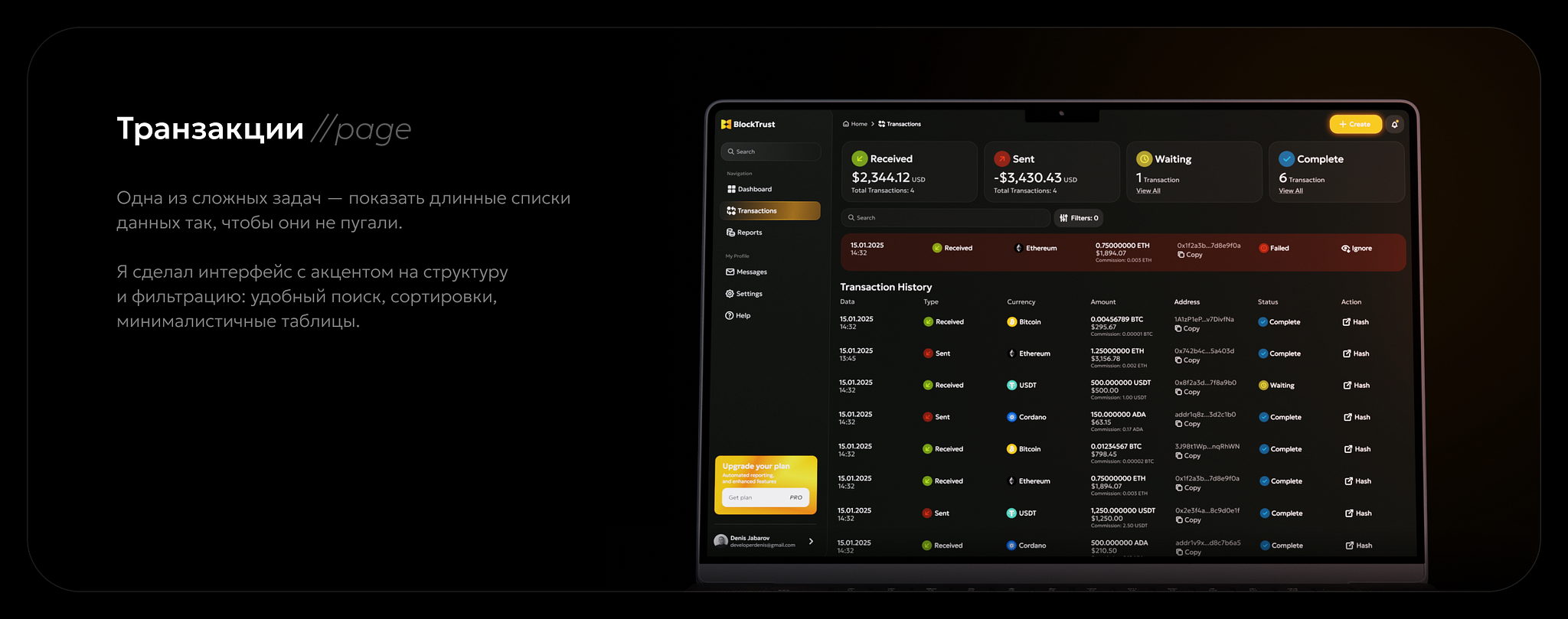 BlockTrust — Crypto Settlement Platform by Eugene Shumilov • Product  Designer on Dribbble