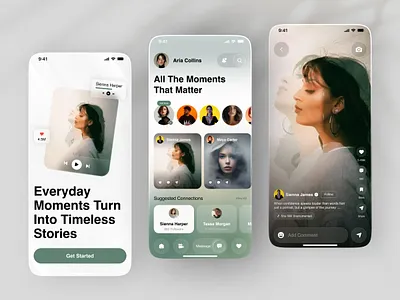 Social Media App account app design blogger blogging branding chat communication design feed instagram mobile app mobile design notification profile social media socialmedia startup tiktok ui user experience