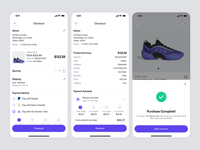 E-Commerce Mobile App: Checkout & Payment Flow app design bottom sheet checkout ecommerce flow market app mobile app mobile commerce mobile shopping app payment product design saas shop shopping shopping app success transaction transaction flow uiux