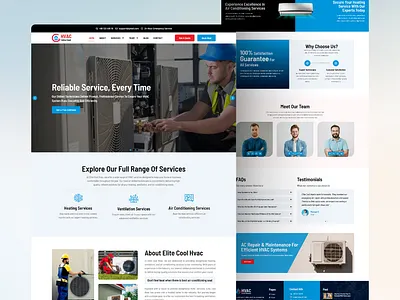 Elite Cool – HVAC & AC Repair WordPress Elementor Template ac ac repair agency air con air conditioner elementor hvac landing page landingpage ui webdesign wordpress