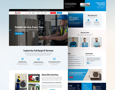 Elite Cool – HVAC & AC Repair WordPress Elementor Template ac ac repair agency air con air conditioner elementor hvac landing page landingpage ui webdesign wordpress