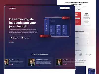 Inspect Landing Page app ui