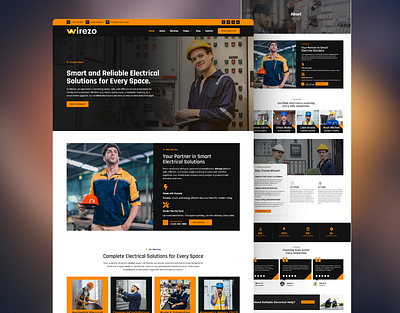 Wirezo – Electrician and Electric Services WordPress agency design electrical repair electrician electricity elementor energy landing page landingpage modern mordern repairing trend trending ui webdesign wordpress