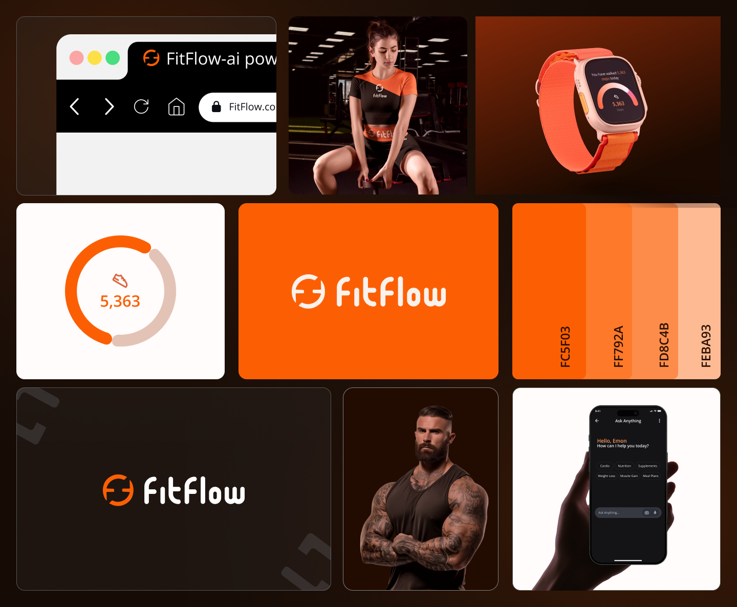 Branding for FitFlow – AI Gym Management SaaS Website brand identity branding design flow design system fitness branding fitness guide gym admin dashboard gym branding gym dashboard gym management ideatedlab logo saas branding saas design ui ui design user interface ux ux design