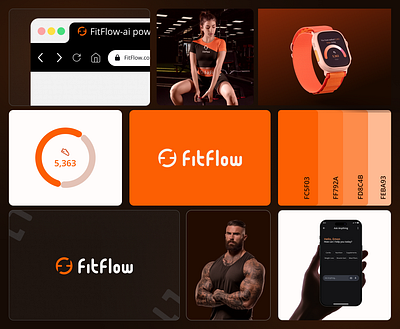Branding for FitFlow – AI Gym Management SaaS Website brand identity branding design flow design system figma fitness branding fitness guide gym admin dashboard gym branding gym dashboard gym management logo saas branding saas design ui ui design user interface ux ux design