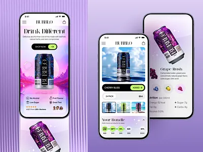 Bubblo-Bundle page for e-commerce website design beverage branding design drink ecommerce ecommerce design food and drink graphic design interaction landing page minimal product product page shop ui uiux ux web webflow website