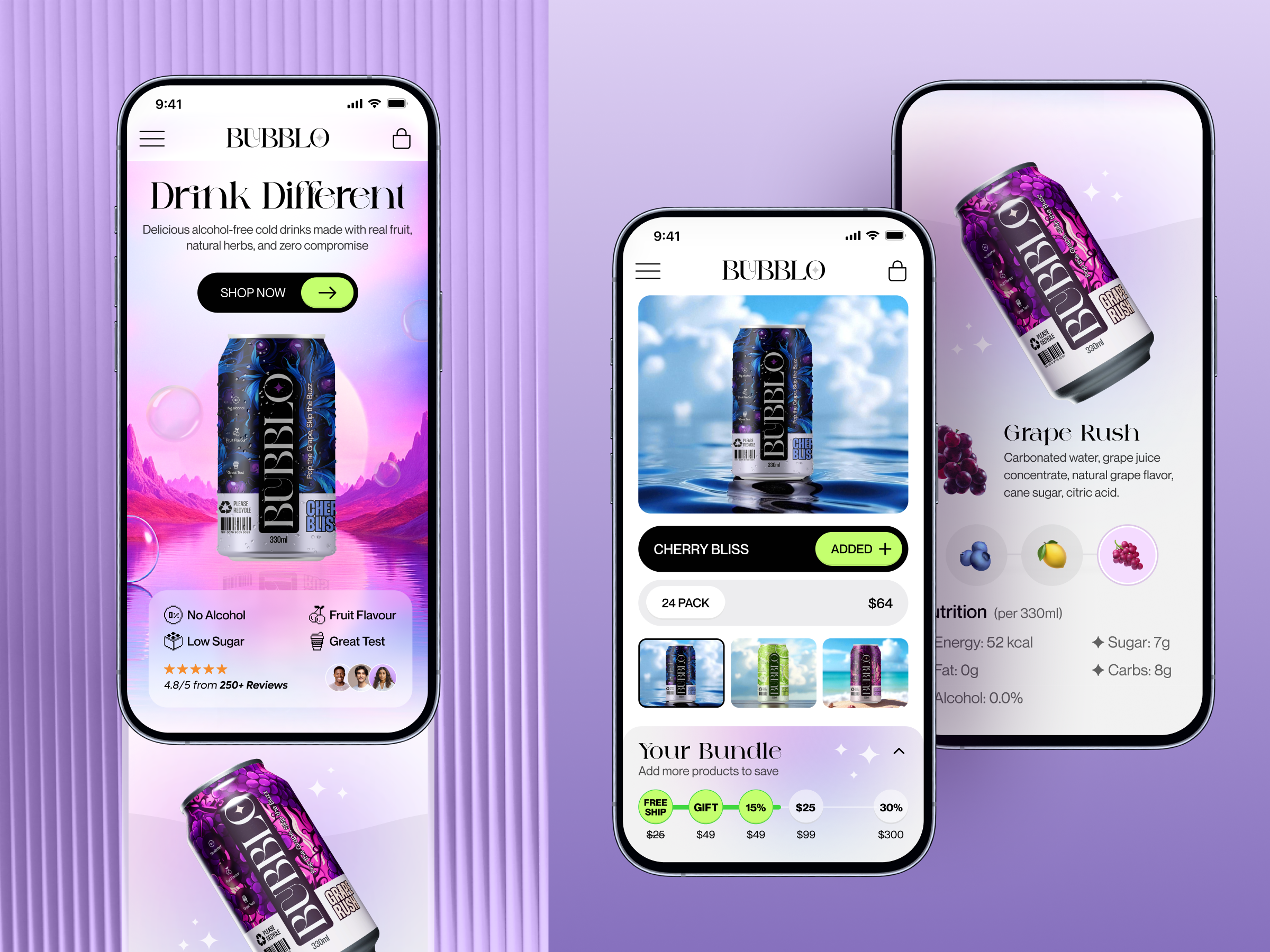Example of Bubblo-Bundle page for e-commerce website design