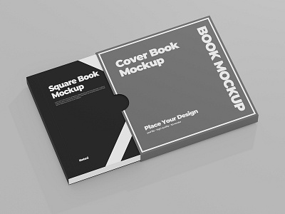 Square Book with Sleeve Cover 3d 3d rendering advertising book branding cover book design graphic design mockup mockup design mrfauzi presentation template square book ui