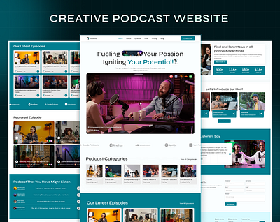 Creative Podcast Website UI Design branding creative design creative website design landing page minimal minimal website podcast podcast web ui podcast website ui ui design user friendly interface user interface ux web web design web development website website ui