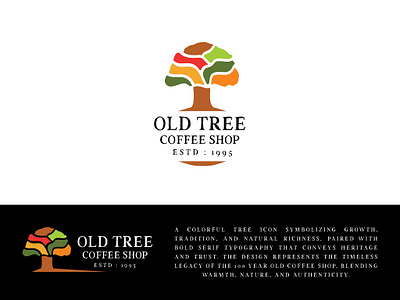 Colorful Tree Coffee Shop Logo Design a logo design abstract tree branding cafe logo coffee shop logo colorful logo flat bradning food and beverage branding food logo minimal branding minimal logo modern coffee branding nature inspired logo organic logo tree logo vintage coffee shop