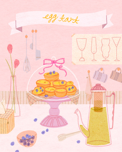 Preparing Food for a Party: next, we love Egg Tarts art artwork design dessert display eggtart flower food illust illustration ipad kitchen photoshop poster tart tissue tweetyheather 디저트 음식 일러스트