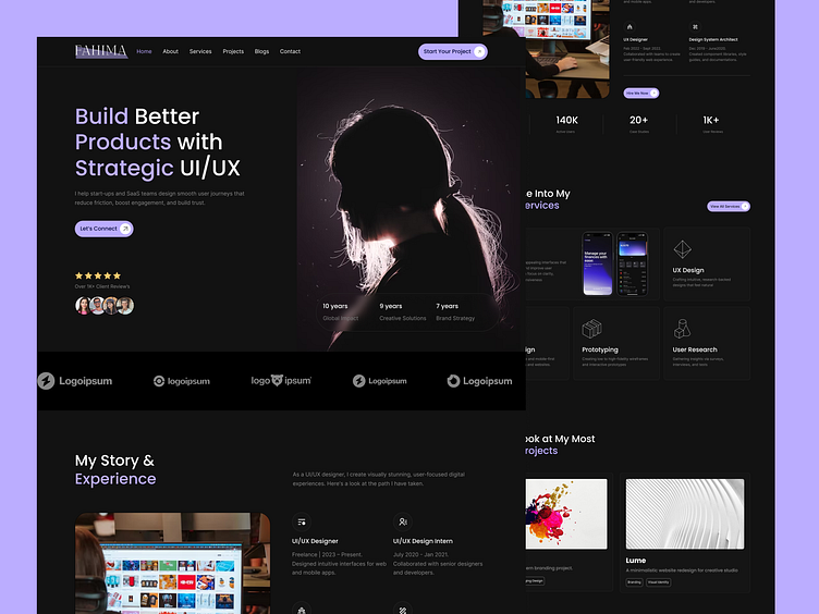 UI/UX Portfolio Design by Fahima Akter on Dribbble