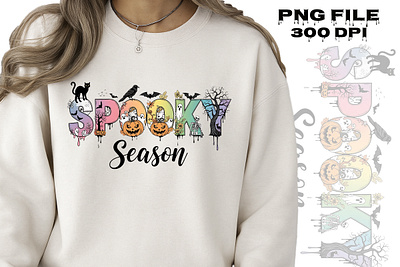 Spooky season t shirt design bird black cat clothing design fashion halloween illustration pumpkin season spooky t shirt design tshirt typography vector witch