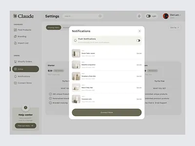 E-commerce -Notification alert crm dashboard dashboard side navigation dropdown ecommerce inbox menu modal notification notification dashboard notification ui notifications popup product sales crm settings webbapp