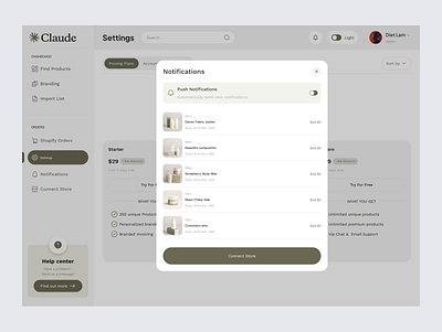 E-commerce -Notification alert crm dashboard dashboard side navigation dropdown ecommerce inbox menu modal notification notification dashboard notification ui notifications popup product sales crm settings webbapp