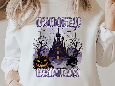 Halloween t shirt design clothing design fashion halloween haunted house illustration pumpkin season spooky spooky season trendy design tshirt typography vector witch