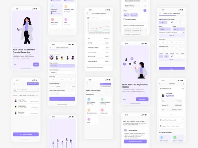 Prenatal Screening & Patient Management App app clinical dashboard health light minimal mobile obgyn patient pregnancy prental product purple record screening test tracking ui uiux