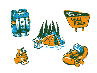 Wild Basin Pattern Illustrations adventure backpacking beer camping exercise fitness hiking illustration national park nature outdoors pattern rafting wild