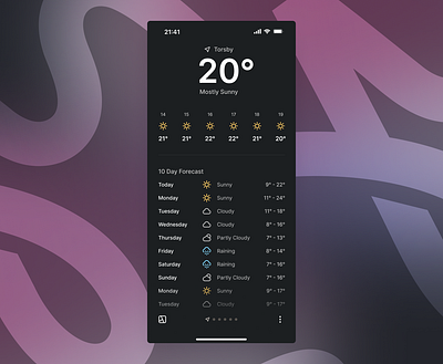 DailyUI Challenge #037 — Weather Design app dailyui design forecast graphic design mobile temperature ui weather weather app