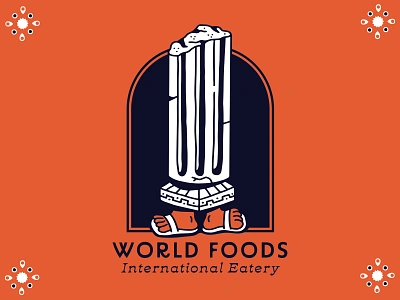 World Foods Shirt Design branding design food graphic design greece greek illustration italian logo mascot pillar restaurant ruins typography vector world