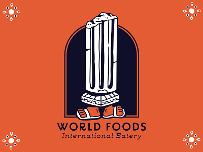 World Foods Shirt Design branding design food graphic design greece greek illustration italian logo mascot pillar restaurant ruins typography vector world