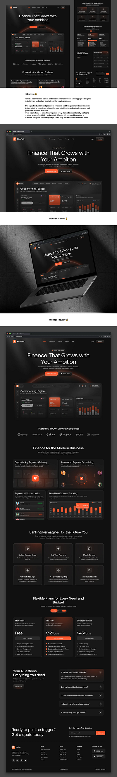 Finance SaaS Landing Page web design