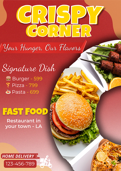 Fast Food Restaurant Flyer burger post fast food dishes fast food restaurant flyer fast food restaurant poster flyer graphic design instagram design instagram flyer instagram poster marketing red color theme red yellow poster restaurant flyer restaurant poster social media design social media flyer social media post trending flyer trending poster