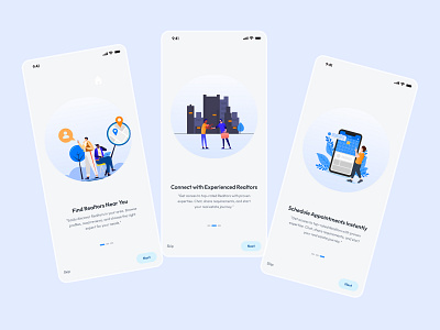 Real Estate App Onboarding Screens 3d animation app design app onboarding branding graphic design illustration ios app modern design motion graphics onboarding product design property app real estate app realtor ui design user experience user interface vector