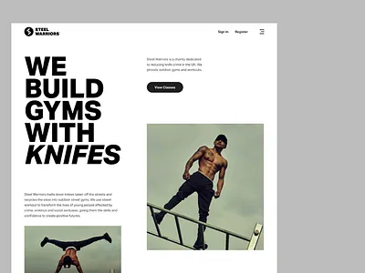 Steel Warriors Gym - Website Design Highlights branding charity community crime dashboard design fitness gym knife landing page login logo logo design london sport ui ui design ux web design