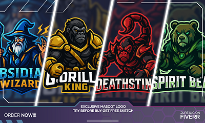Esport Mascot Designs adobe branding design design logo esports graphic design ilic ilicjure illustration jure jureilic logo logo design mascot mascot design ui vector