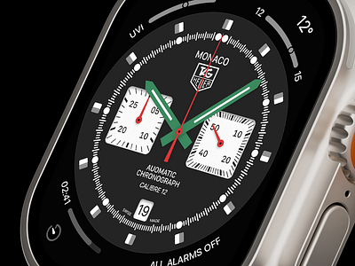 TAG Heuer Monaco Calibre 12 apple applewatch clock face time watch watchface