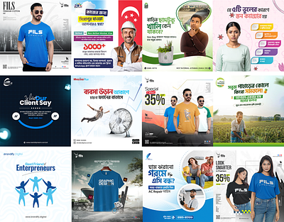 Multiple Social Media Post Design abroad work post design agriculture post design branding client feedback design digital marketing fashion design informative design marketing service poster t shirt post design