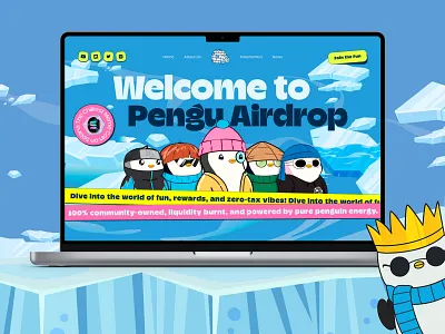 ✨ Pengu Airdrop. Fun & Engaging Landing Page for Meme Community airdrop blockchain characterdesign crypto cryptoart cryptocurrency cryptodesign cryptomeme graphic design illustration landingpage meme memecoin memetoken penguin pudgypenguins solana tokenomics uiux web3