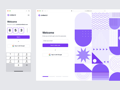 Log in page — Untitled UI create account form geometric shapes log in login minimal purple shapes sign in sign up signin signup split screen