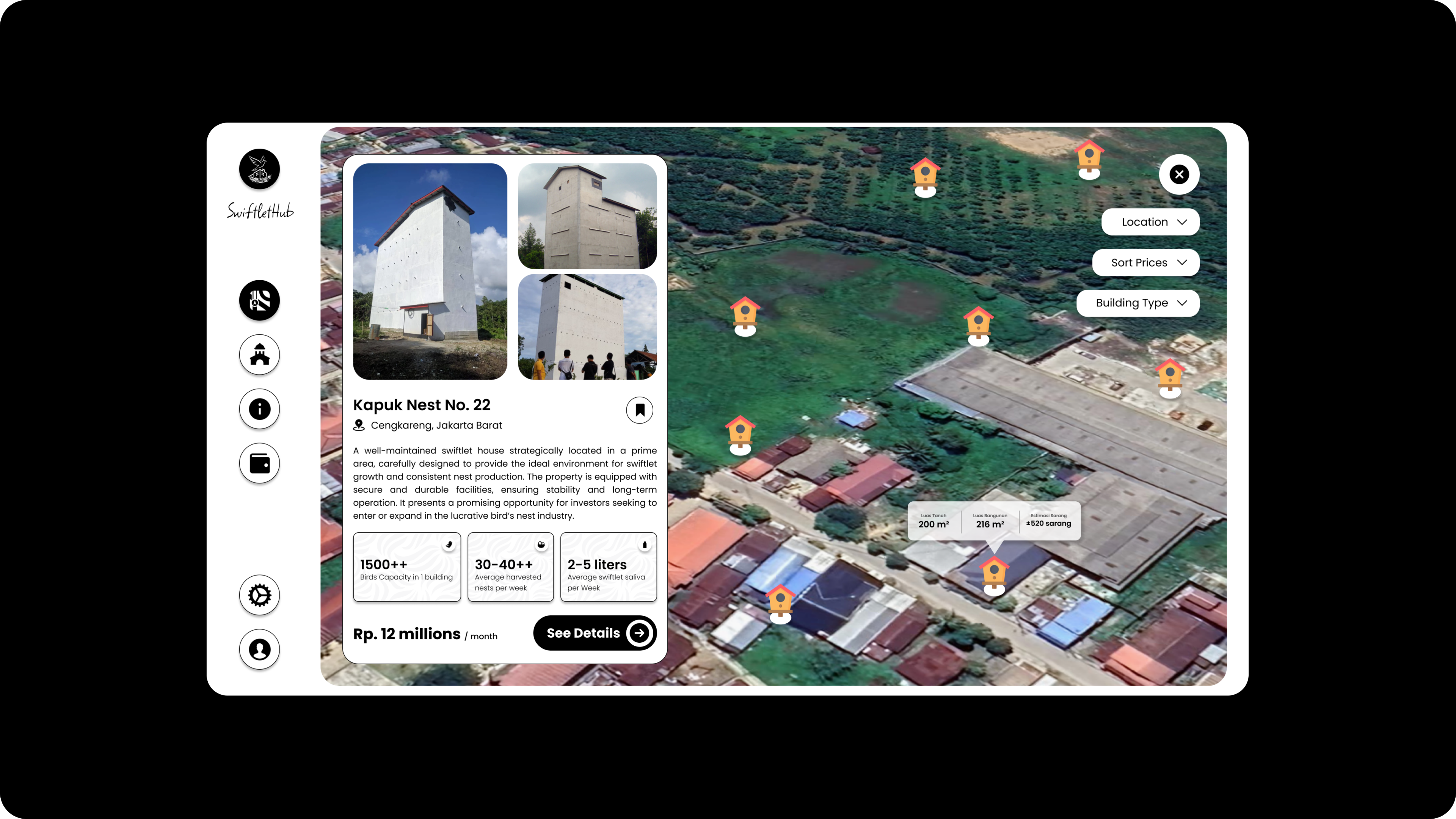 SwiftletHub building maps sell simple swiftlet ui