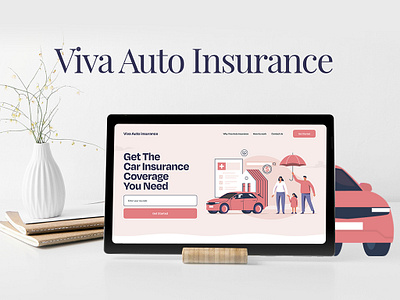 Viva Auto Insurance Design auto insurance best discounts car illustration car insurance car insurance coverage concept design design figma graphic design illustration insurance insurance illustration insurance process landing page design photoshop real savings save money website design