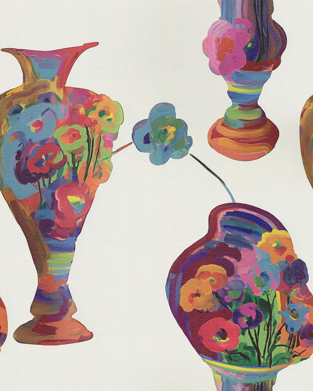 Abstract Blooms: Vibrant Vase Paintings in Modern Pop Art Style abstract art abstract vase painting bold abstract flowers bold colors colorful art colorful vase art contemporary contemporary still life decorative decorative pop art expressive vase painting floral abstract canvas floral art modern flower paintings modern still life pop art pop art floral artwork vase painting vibrant floral wall art wall art
