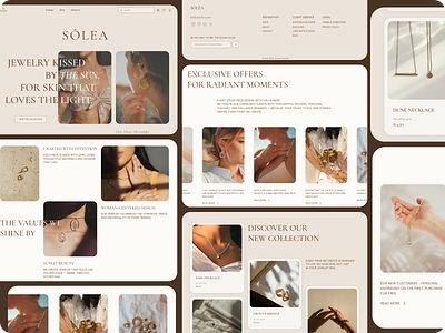 SOLEA — Jewelry Concept Website ✨ aesthetically branding concept conceptpage design elegantdesign esthetic girls homepage jewelry landing minimalism onlineshop productcard sunlight ui warm webdesign