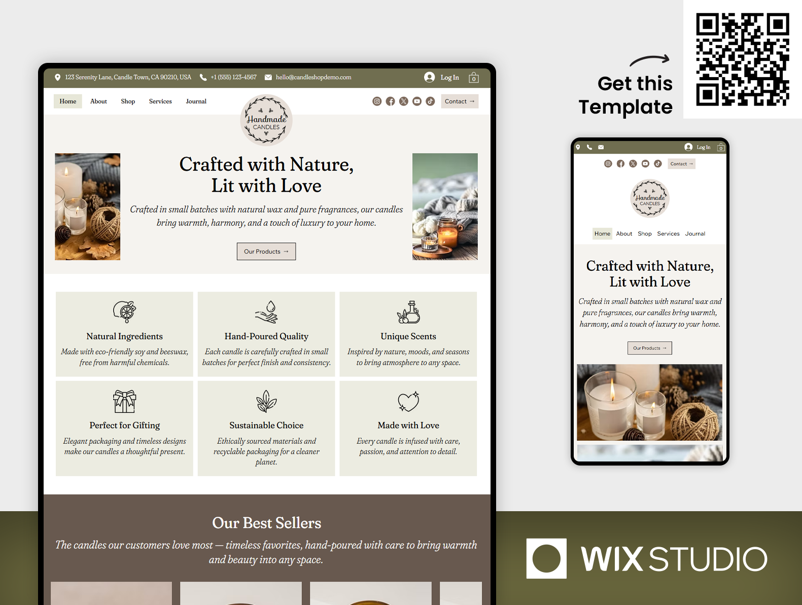 Handmade Webshop - Wix Studio Website Template bath bomb beautiful website candle making candle shop template craft business website diy craft website feminine webshop gift webshop handmade webshop macrame website resin art website small business webshop soap shop website webshop design website template wix candle template wix studio wix studio webshop wix studio website wix studio website template