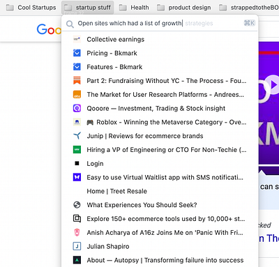 GPT Search + Command for Chrome/Brave Bookmark Folders bookmarks chrome concept product design search ui web