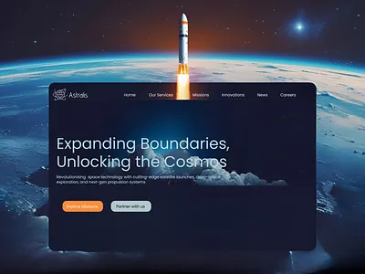 Astralis (A space technology company) sci fi ui ux web design