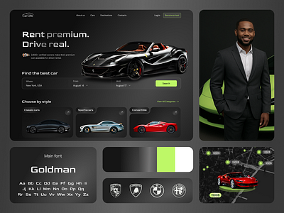 Carvelle – Peer-to-Peer Luxury Car Rental Platform booking car car booking car on map dark theme desktop luxury map rental ui ux website