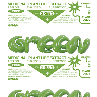 green [extract] 2d 3d abstract artwork cute design flat green layout life magazine new flat plantlife plants poster poster art print typesetting typography vector