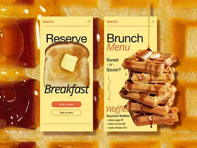 🍳🥞Toast & Co. - Mobile Brunch Website breakfast brunch culinary food menudesign mobile restaurant webdesign
